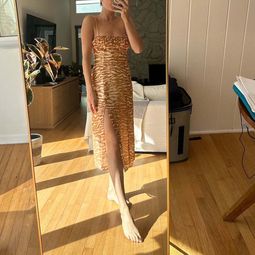 Midi Dress in Brown Zebra- 
Camila Coelho